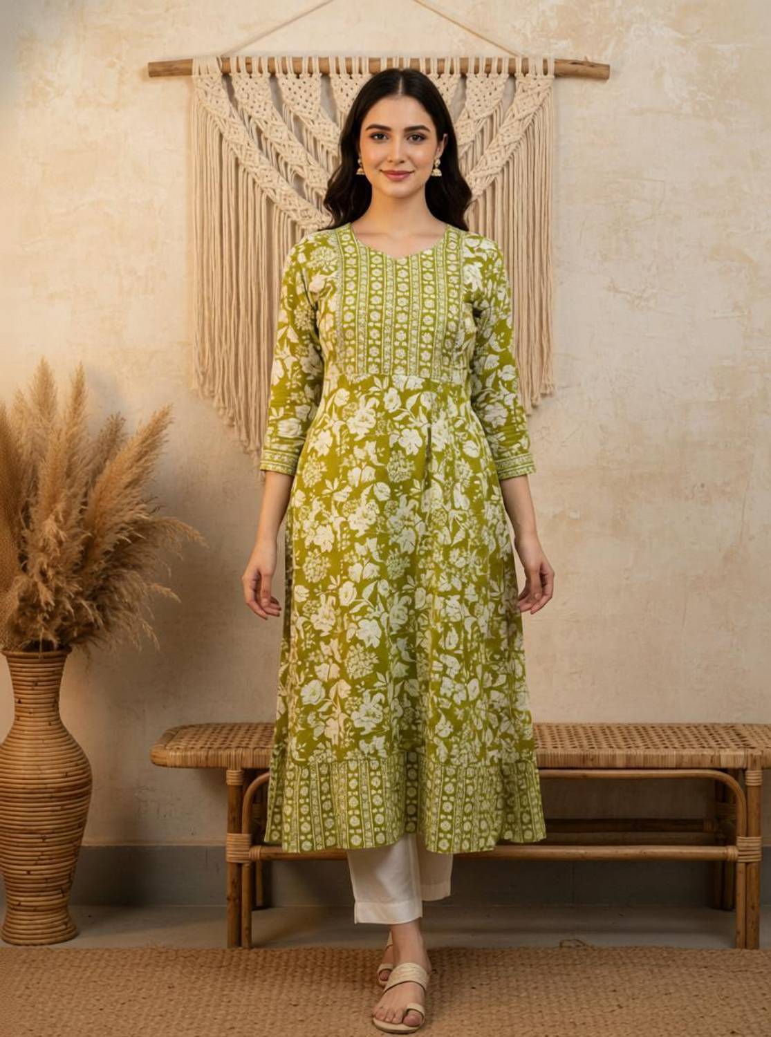 Banwaree Women Printed Anarkali Kurta