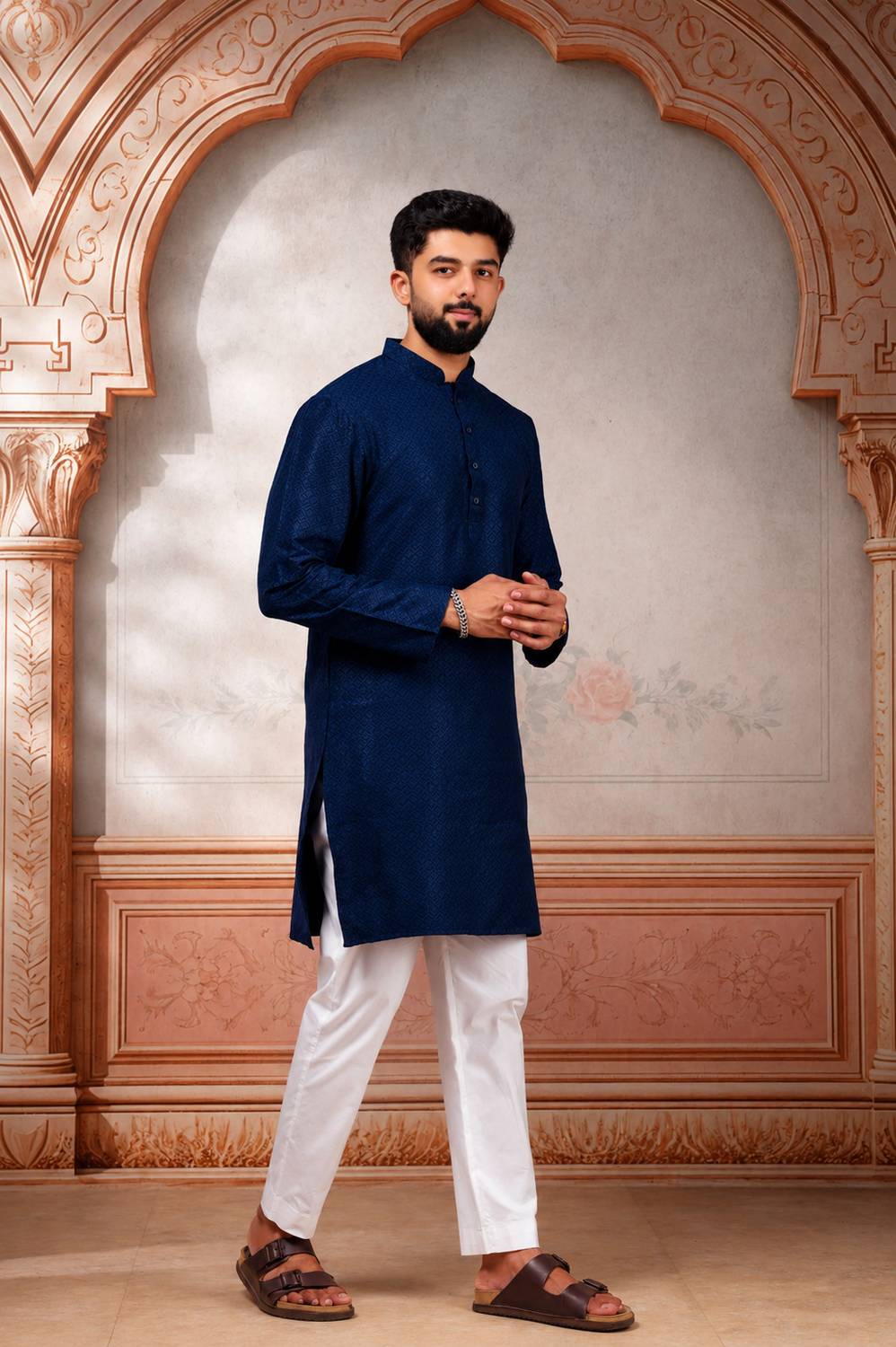 Koshin Men Kurta Pyjama Set - Image 3