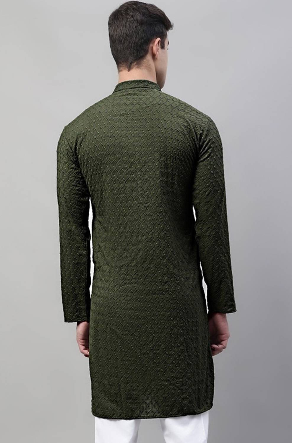 Alankrit Textiles Men Chikan Embroidery A-line Kurta