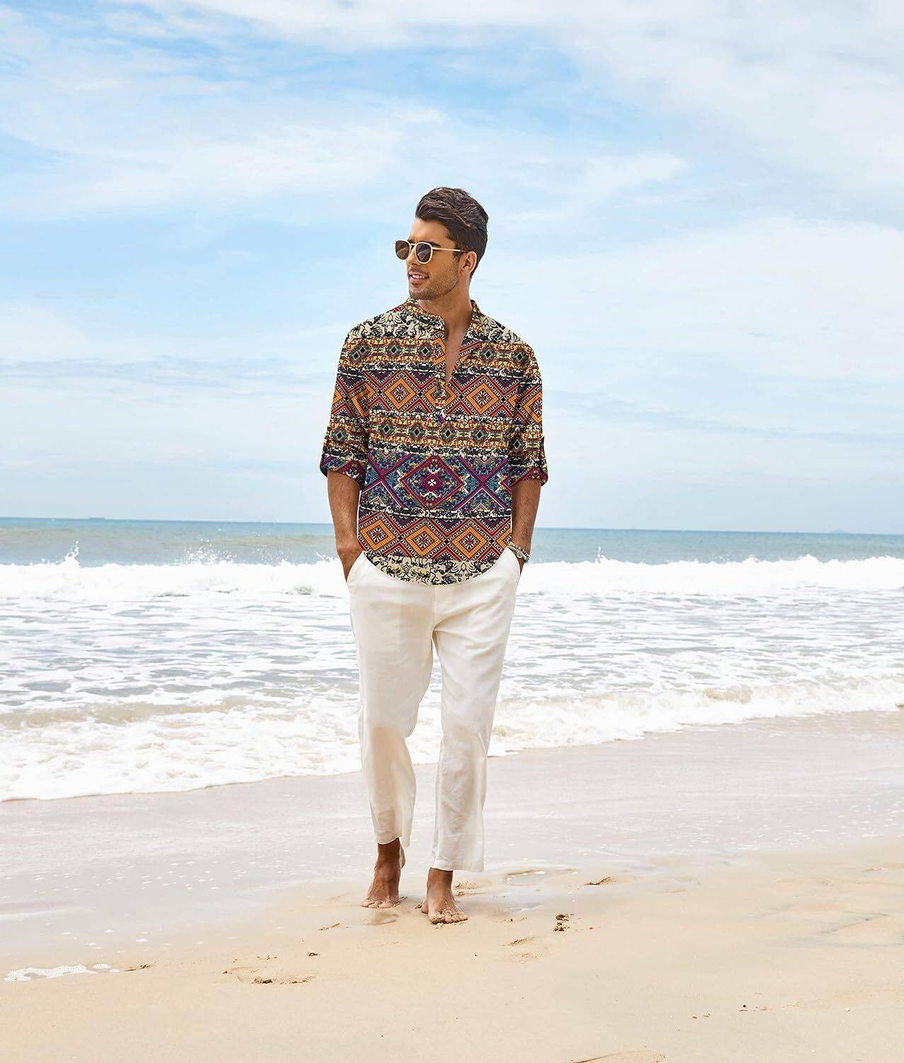 HEMADHAV Men Yellow Printed Straight Kurta - Image 4