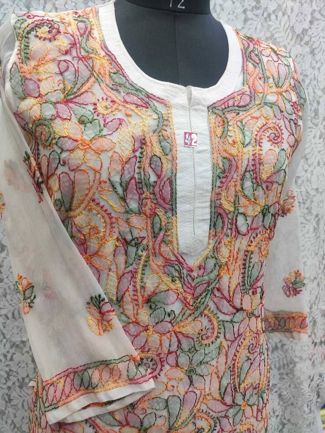 Afia Lucknowi Chikankari Women Chikan Embroidery A-line Kurta - Buy Afia  Lucknowi Chikankari Women Chikan Embroidery A-line Kurta Online at Best  Prices in India | Flipkart.com