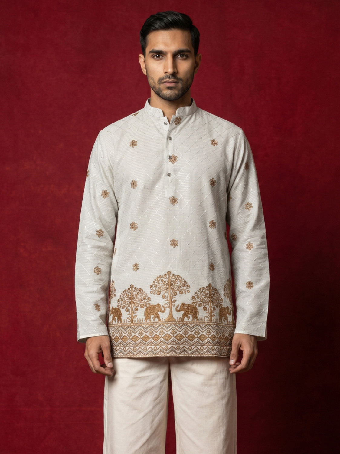 Image of Jompers Men Embroidered Straight Kurta