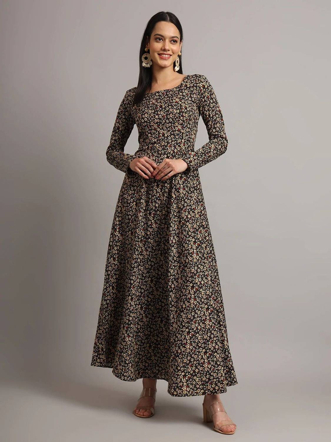 Dhakre fashion Women Floral Print Viscose Rayon Anarkali Kurta (B