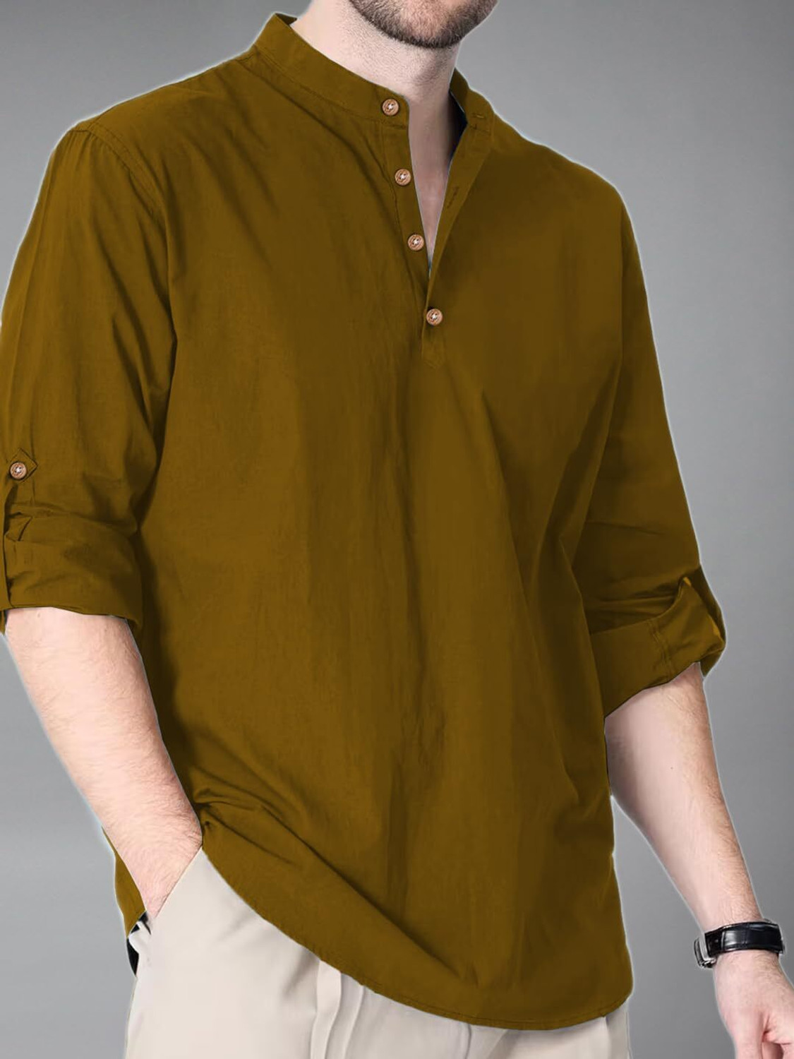 Image of Vashuqi Men Solid Straight Kurta
