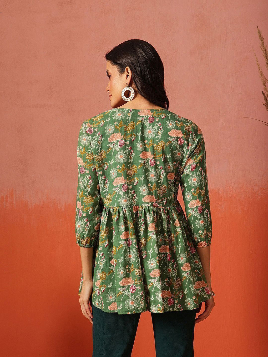 Image of Fembliss Women Floral Print Flared Kurta