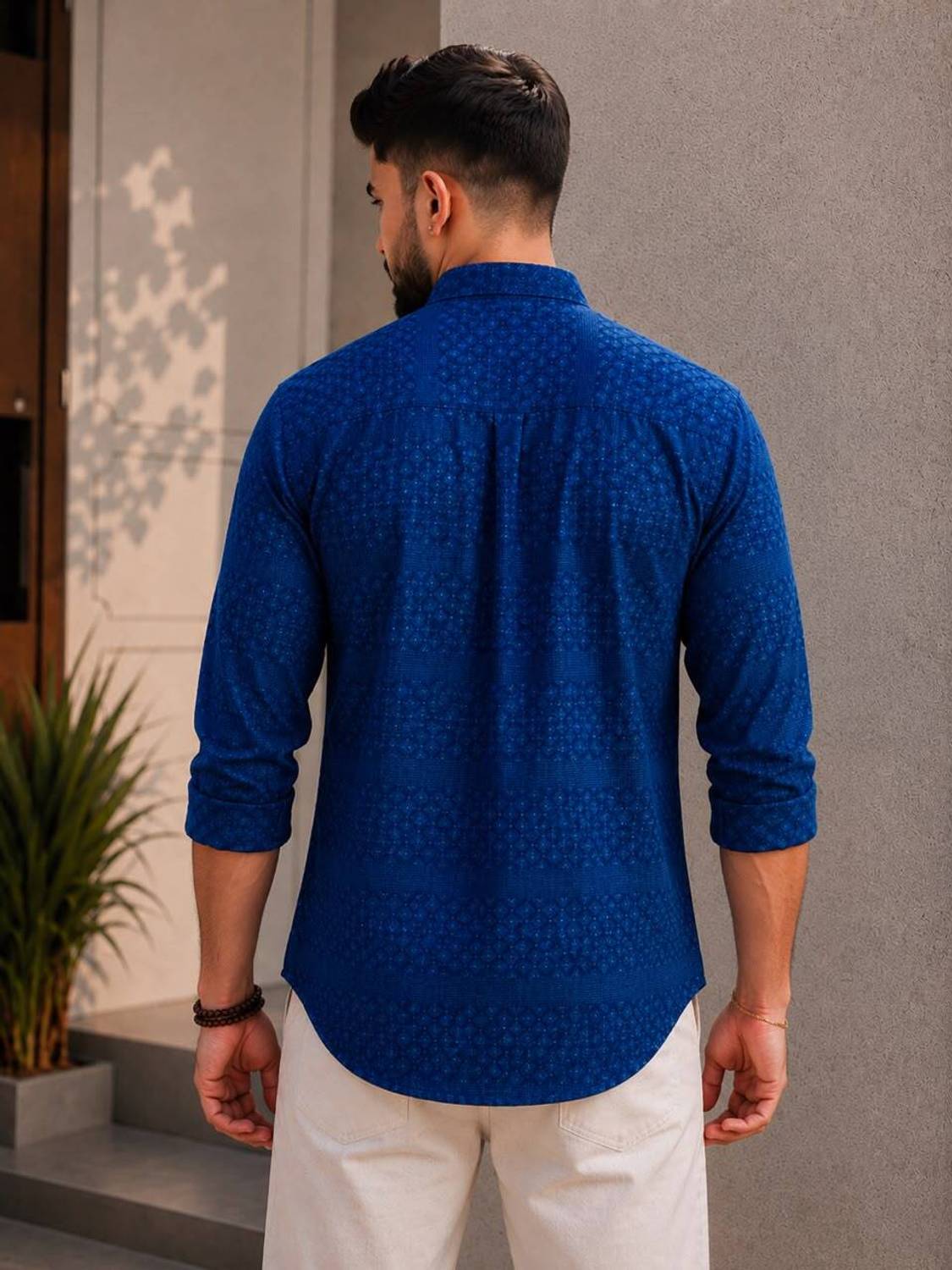 VELLOSTA Men Blue A-line Kurta - Image 2
