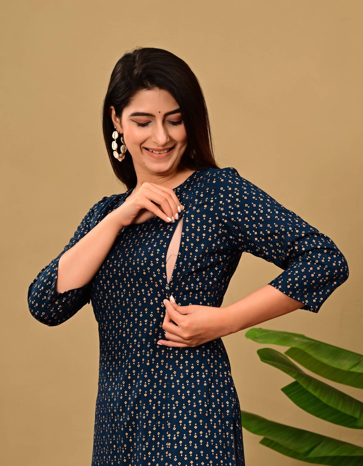 Radhe Fashion Women Printed Viscose Rayon Straight Kurta (Dark Bl