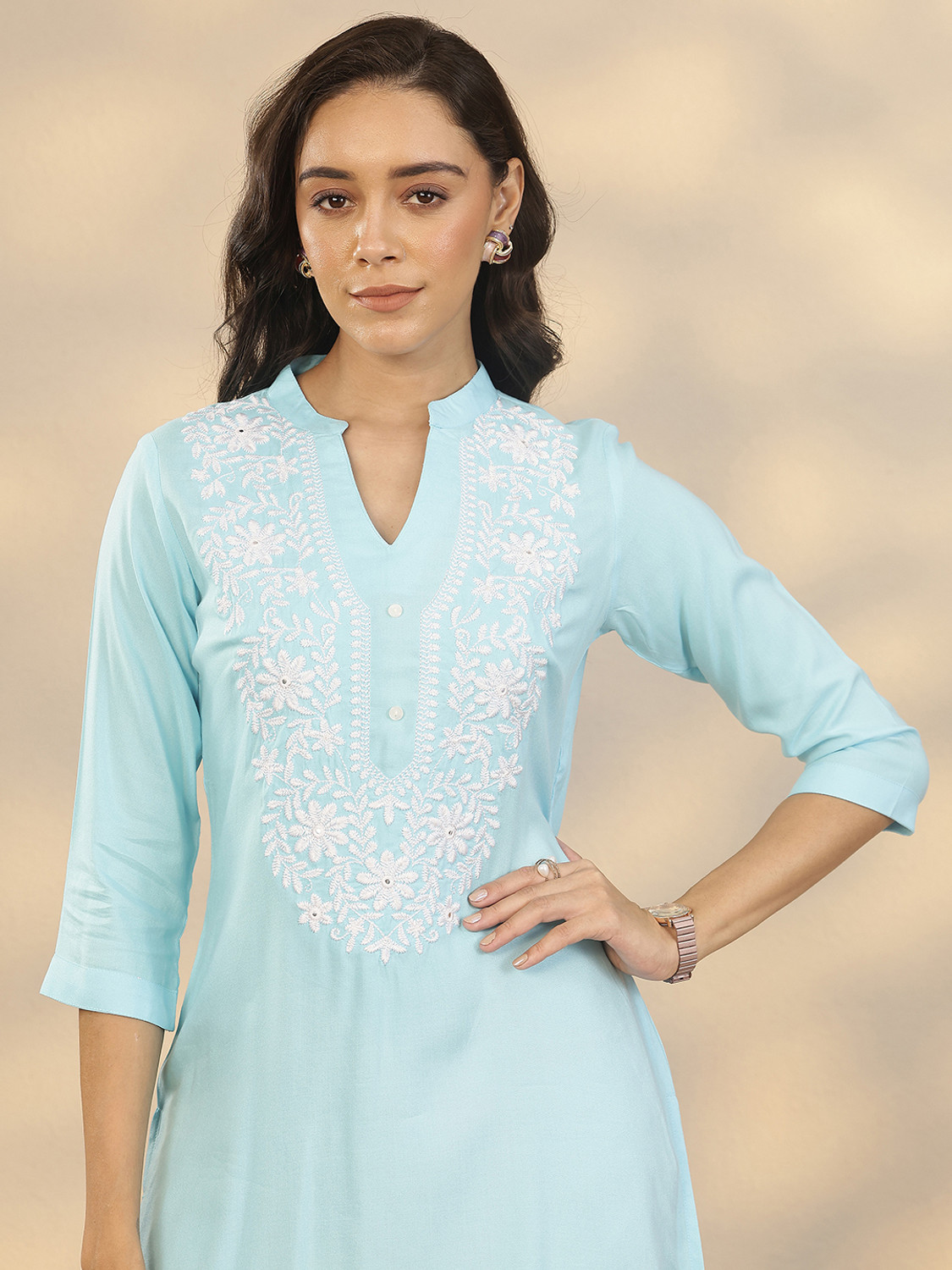 Image of LIBAS Women Embroidered Straight Kurta