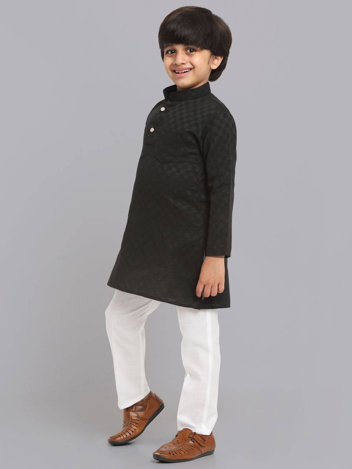 CENSAL Boys Checkered Straight Kurta