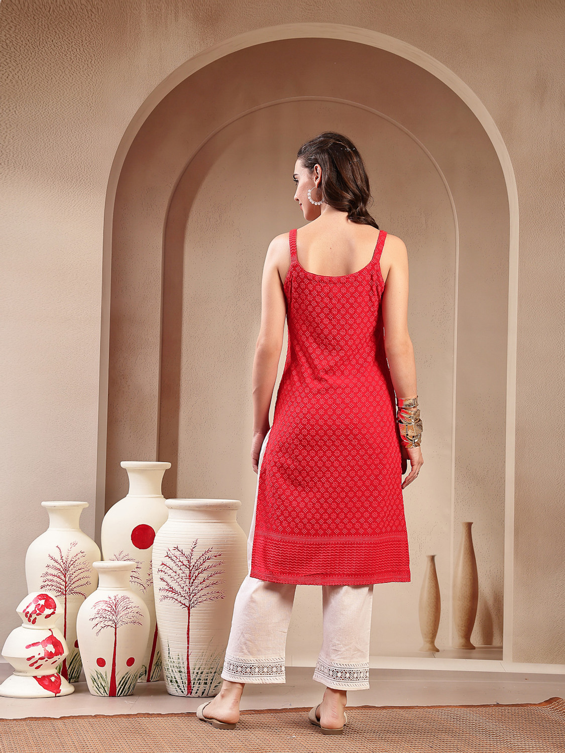 Image of Stylum Women Chikan Embroidery Straight Kurta