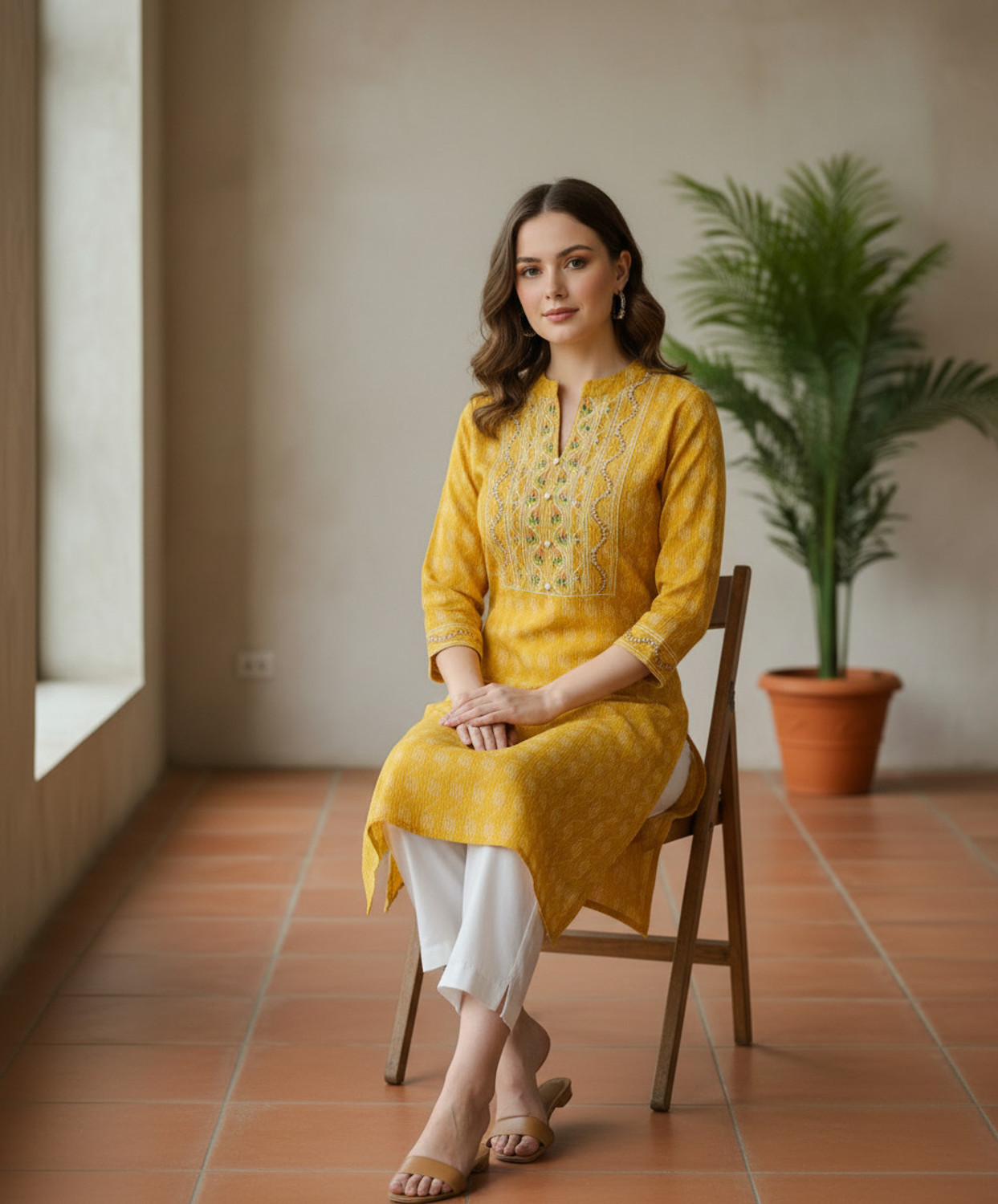 Image of Ambeeca Women Embroidered Straight Kurta