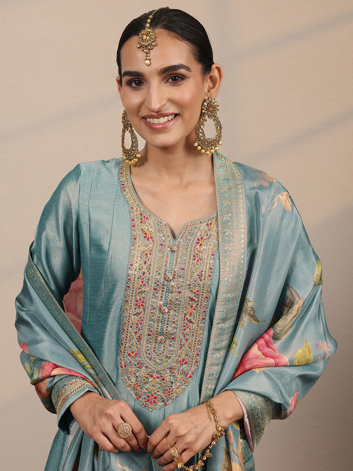 Image of LIBAS Women Embroidered A-line Kurta