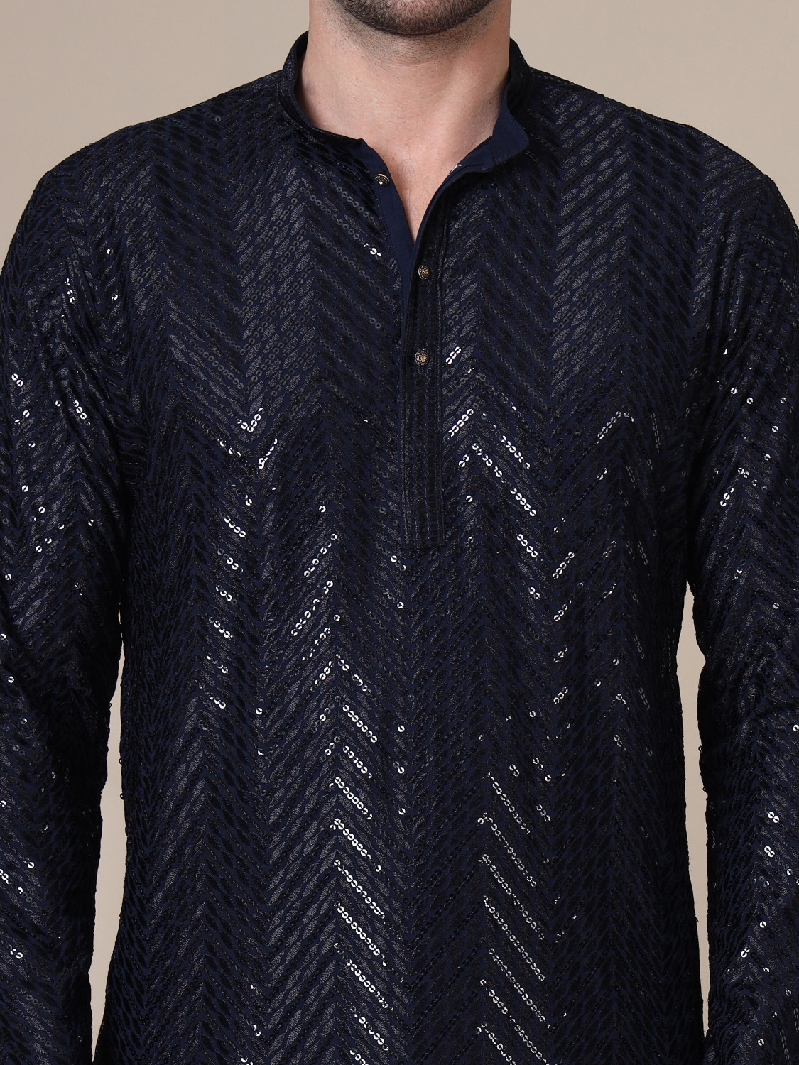 Image of ADHIRAJAN Men Embellished Straight Kurta