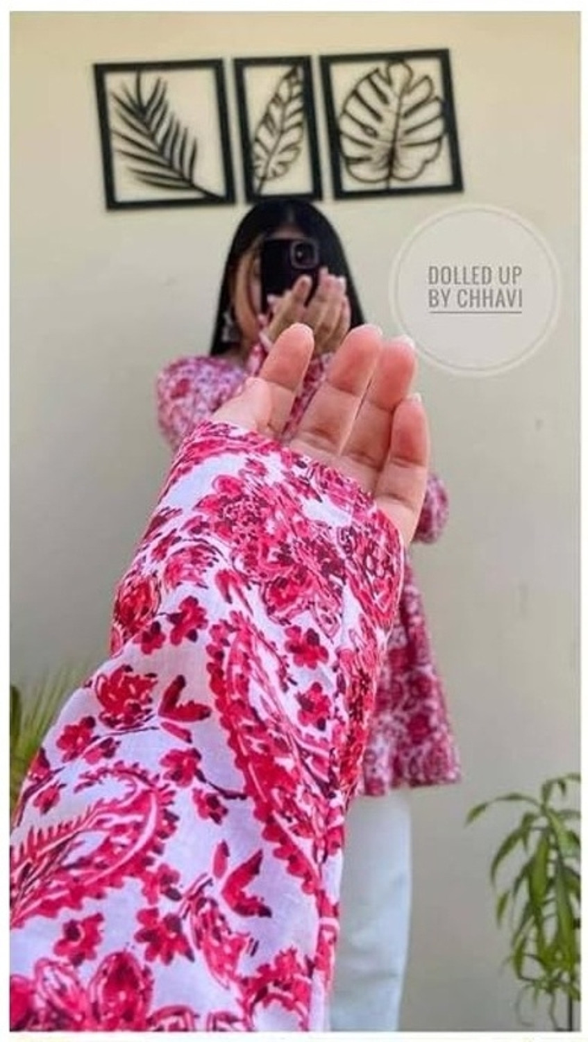 Image of VANKAR Women Floral Print Flared Kurta