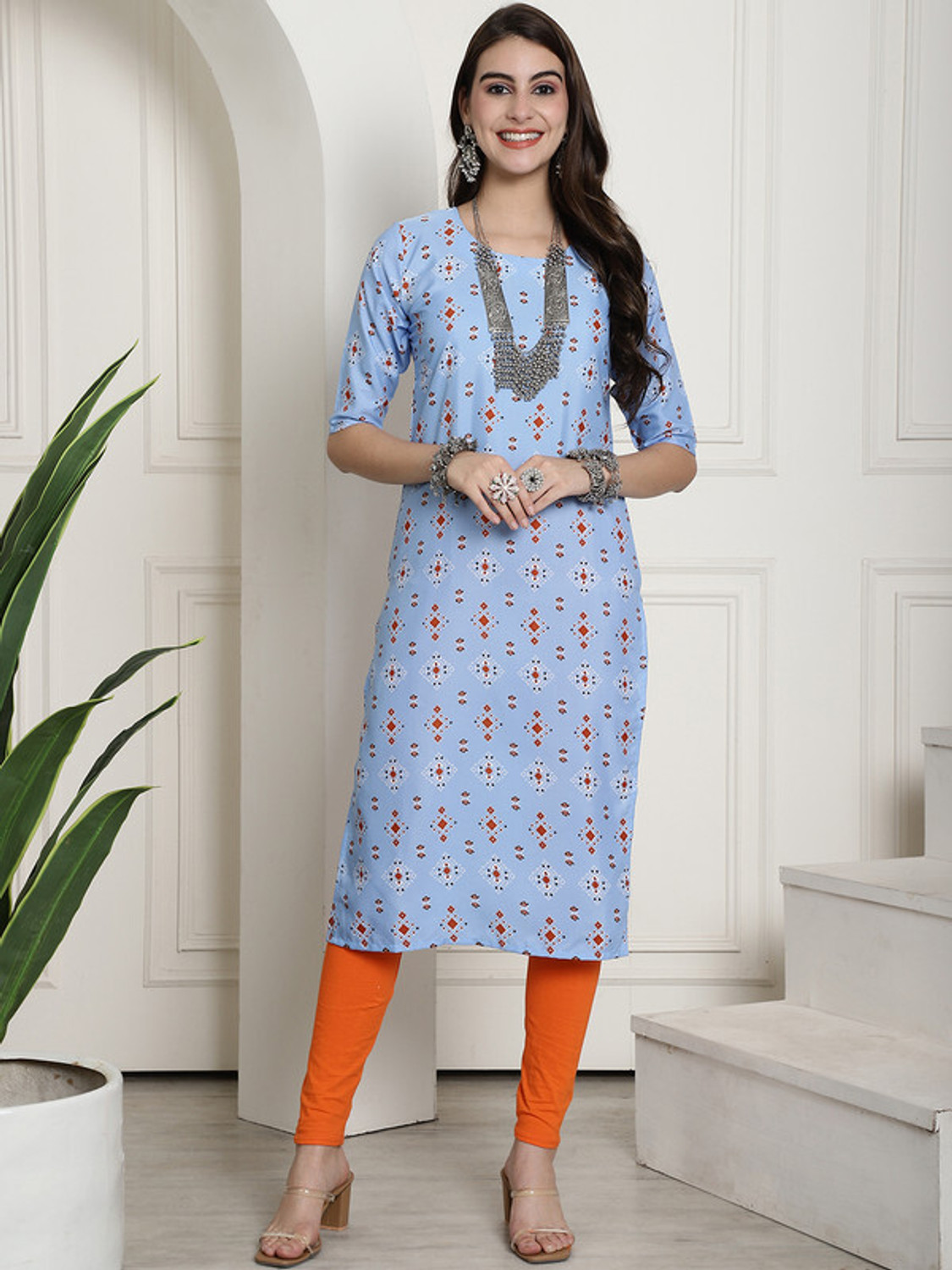 Image of 1 Stop Fashion Women Printed Straight Kurta