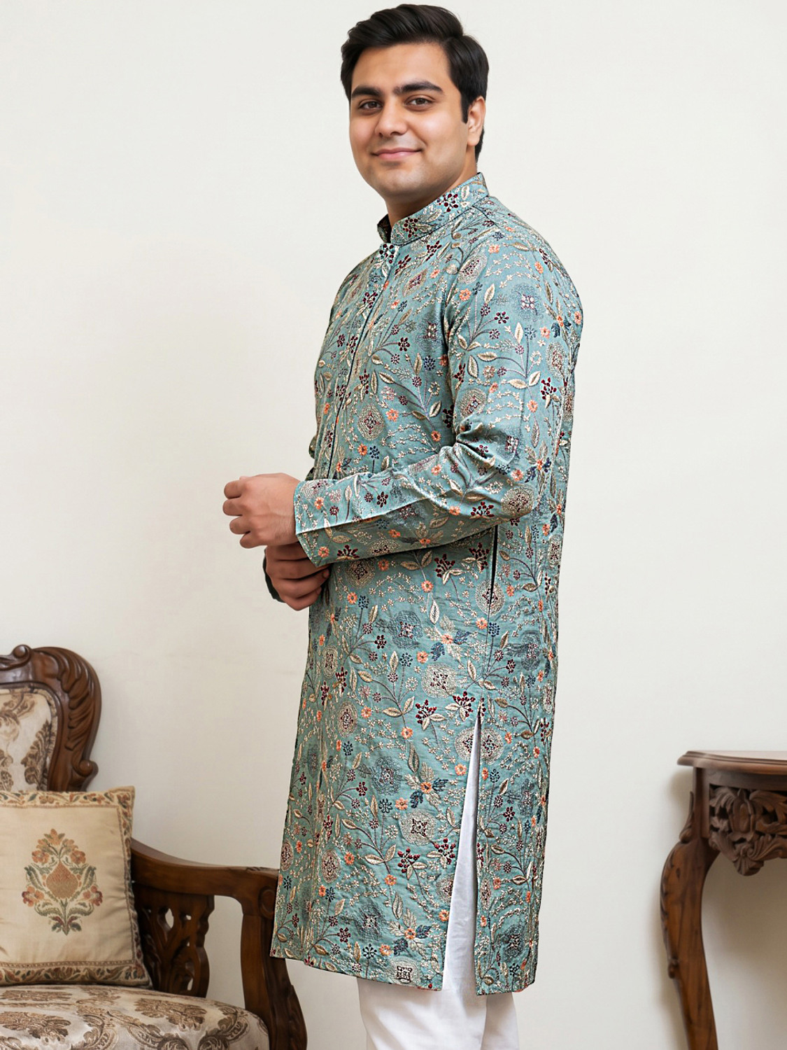 Image of Jompers Men Embroidered Straight Kurta