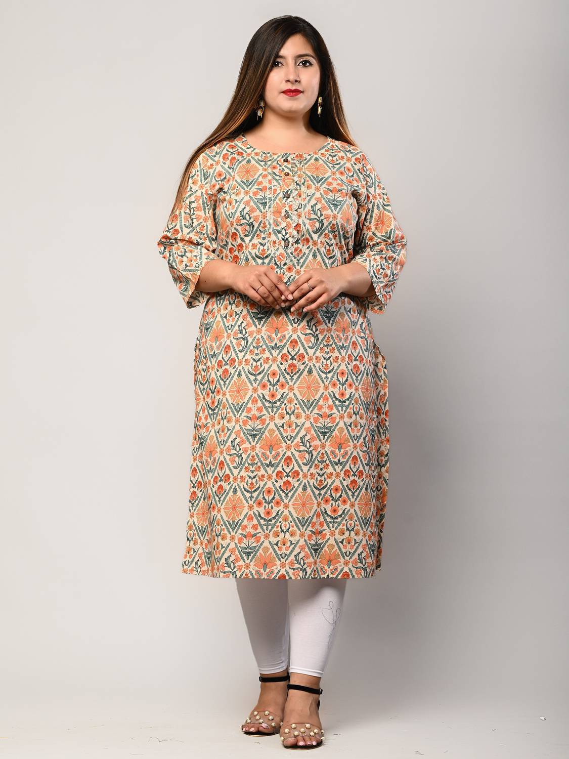 Swasti Women Printed Pure Cotton Straight Kurta (Multicolor)