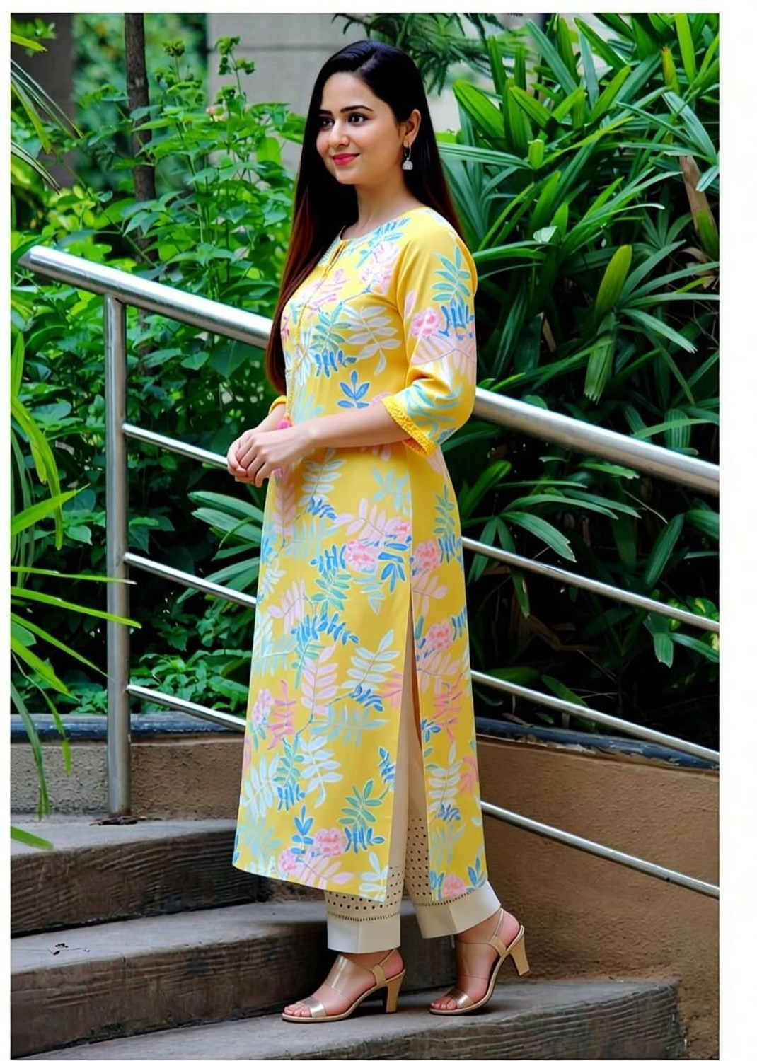 Image of Sa Rasa Women Floral Print Straight Kurta