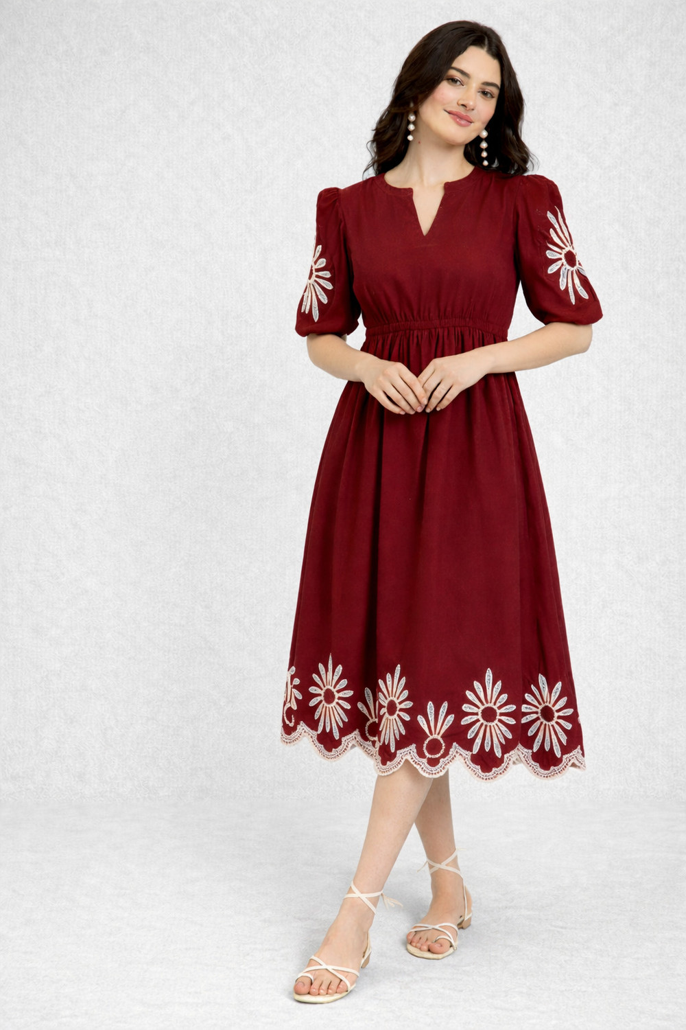Image of tckty Women Embroidered, Embellished, Floral Print Straight Kurta