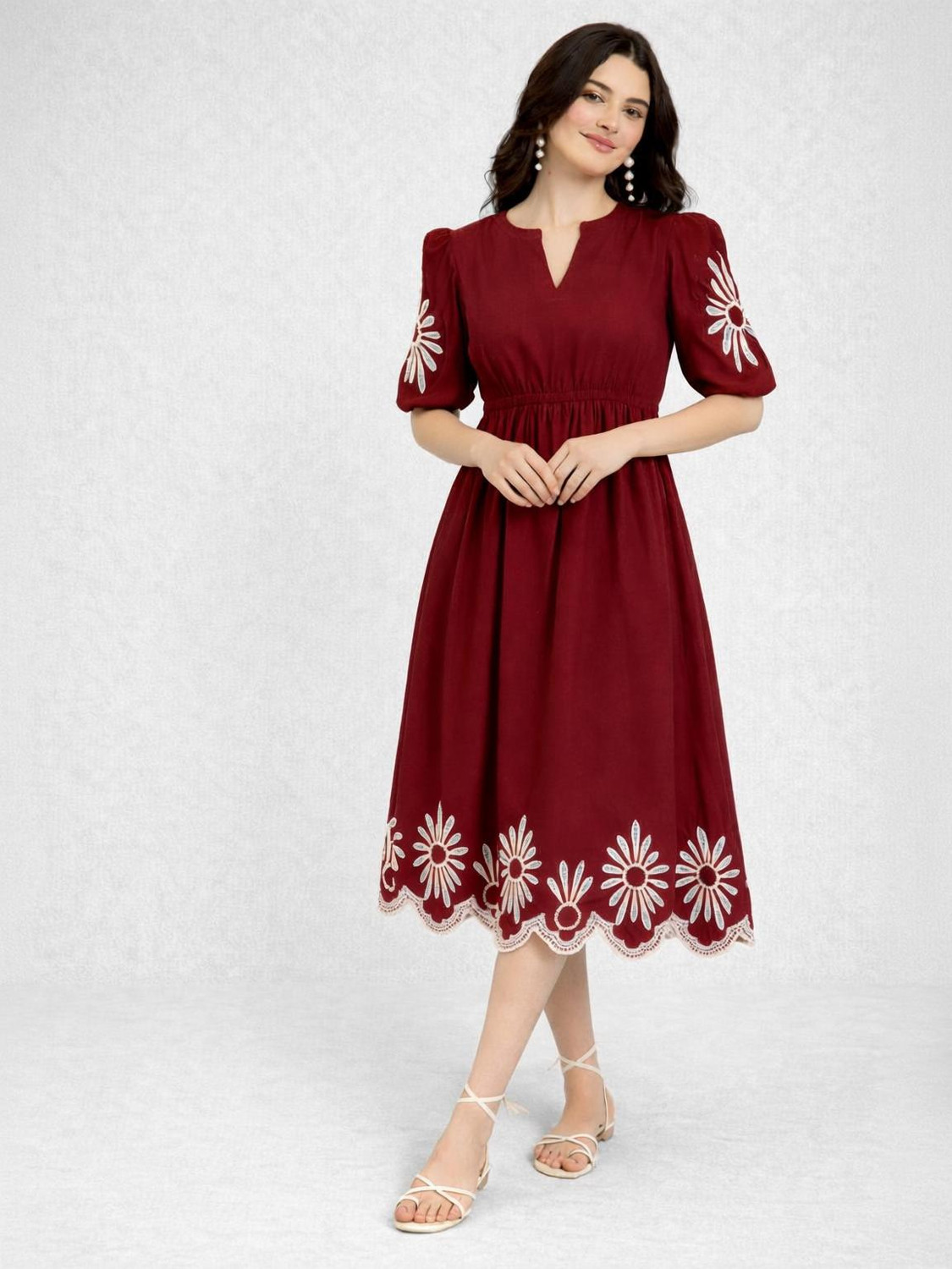 Image of tckty Women Embroidered, Embellished, Floral Print Straight Kurta
