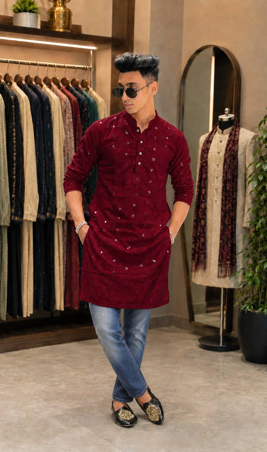 PN fashion Men Embellished Straight Kurta - Image 1
