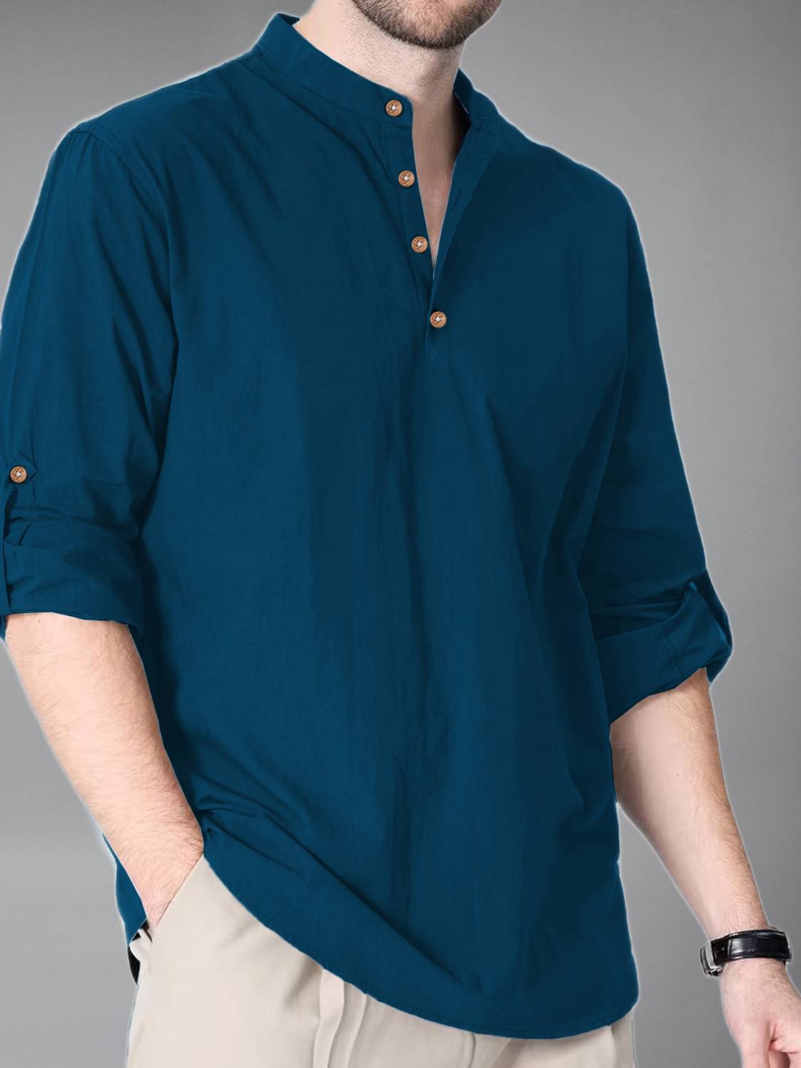 Vida Loca Men Blue Straight Kurta - Image 1