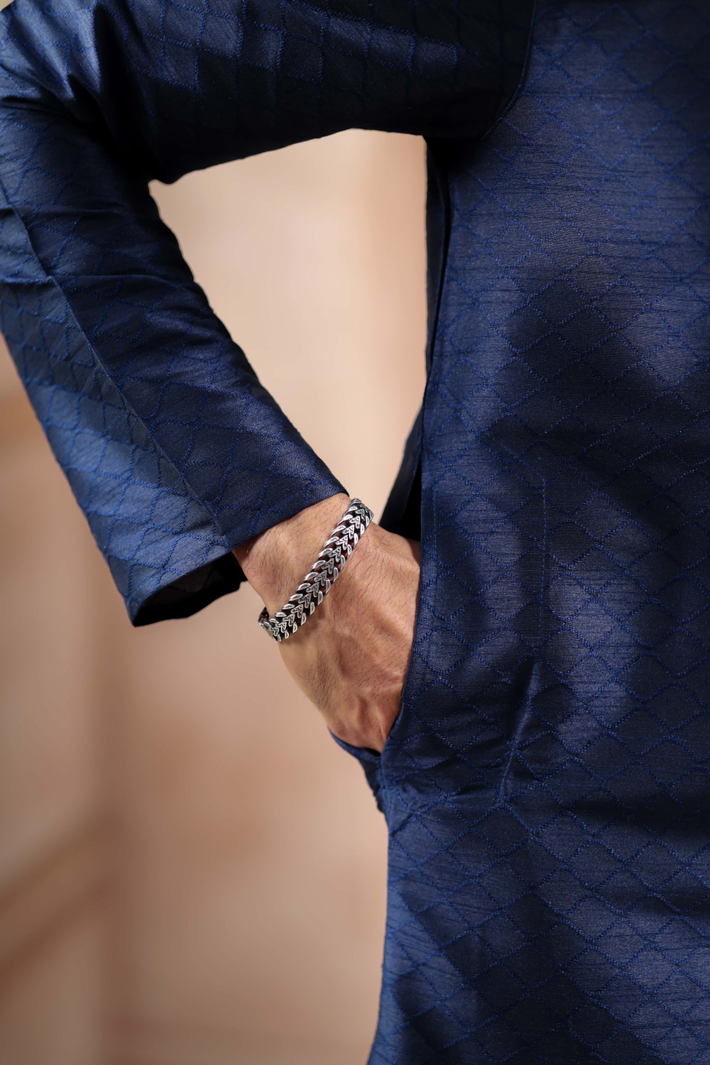 Image of Koshin Men Self Design Straight Kurta