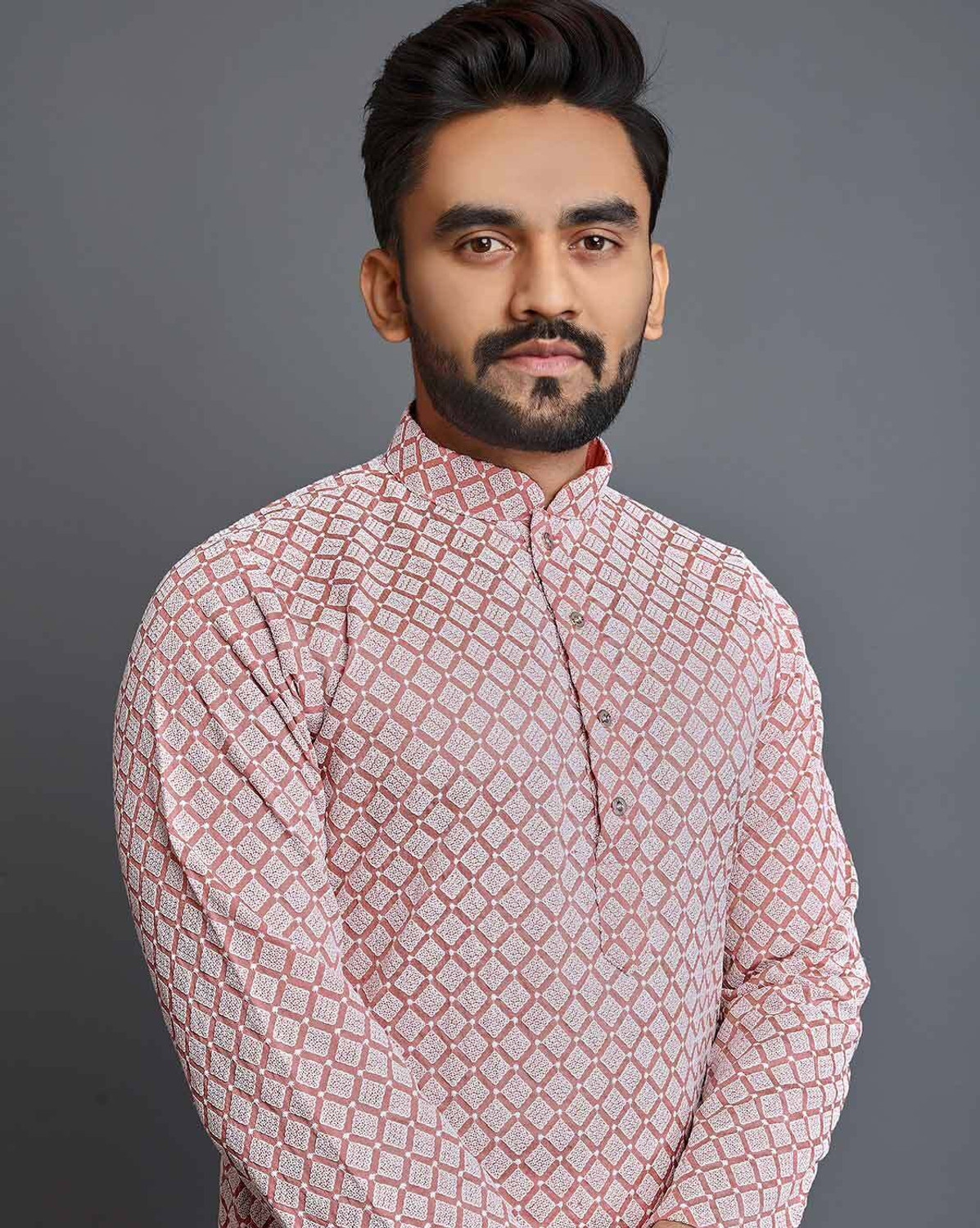 Image of ALMORA Men Embroidered Straight Kurta