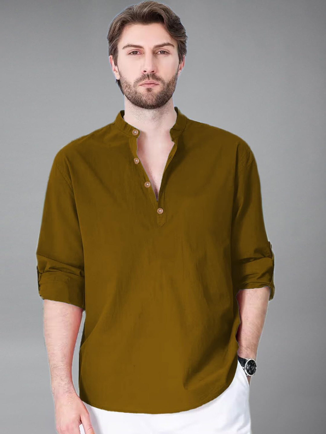 Image of Vashuqi Men Solid Straight Kurta