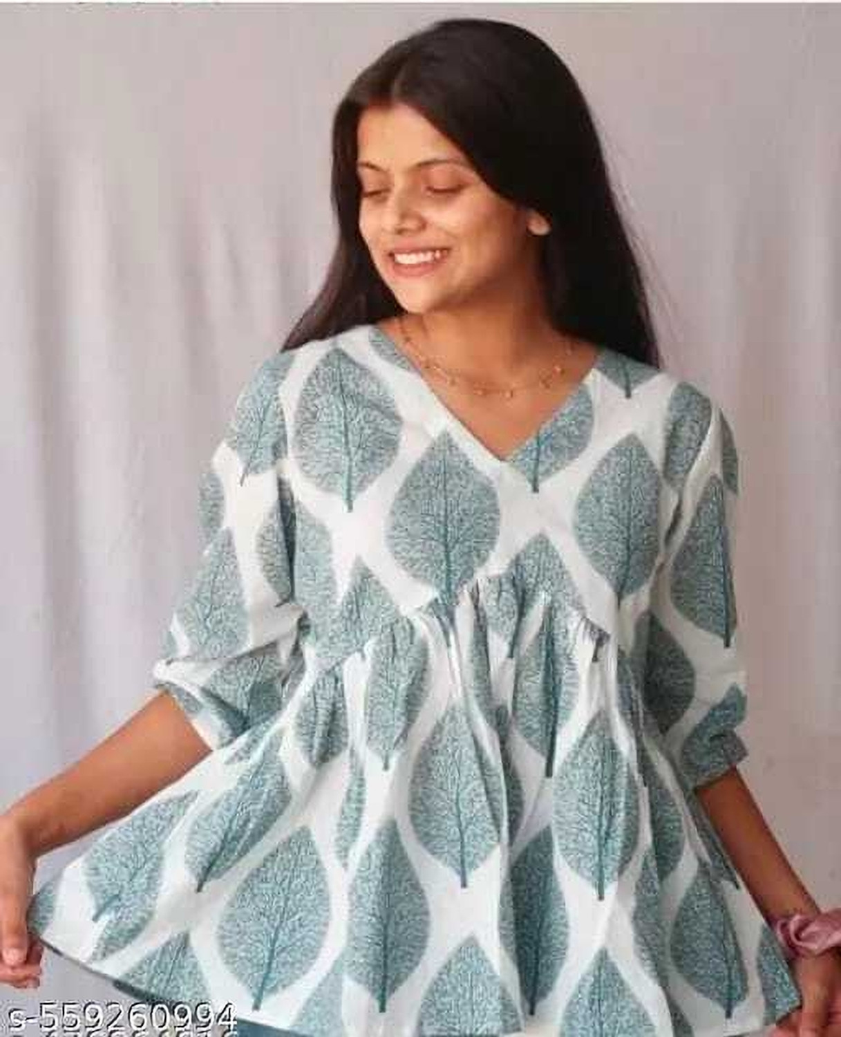 Image of sarswa Women Printed Flared Kurta