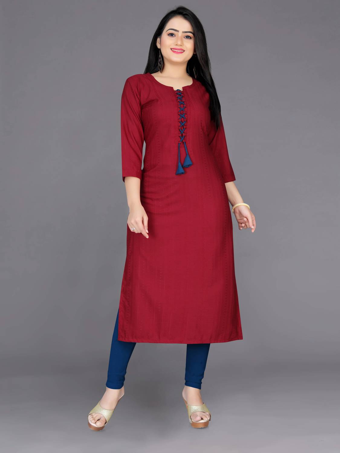 Indian Fashionista Women Solid Straight Kurta