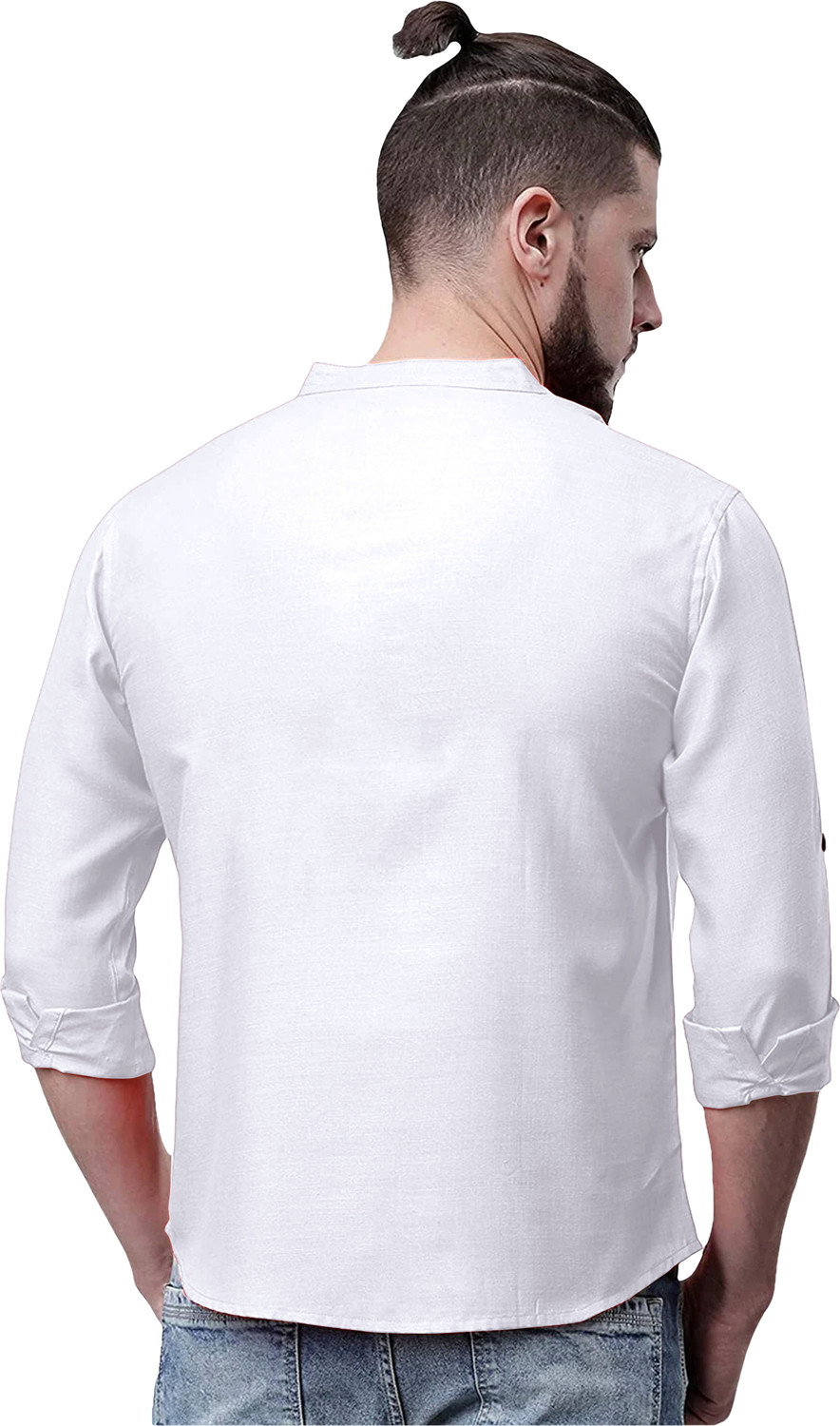 Image of FOLGEN Men Self Design Straight Kurta