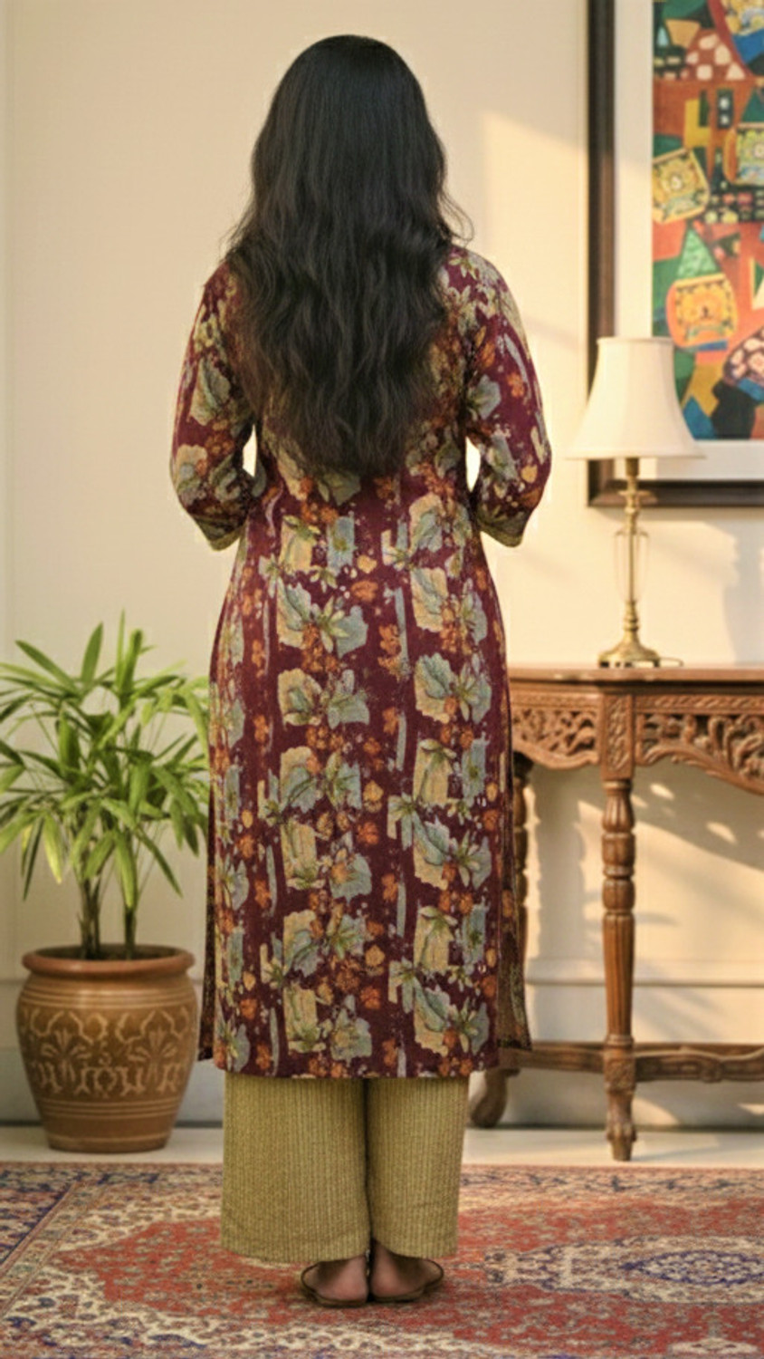 Image of 80's vibes Women Printed, Floral Print Straight Kurta