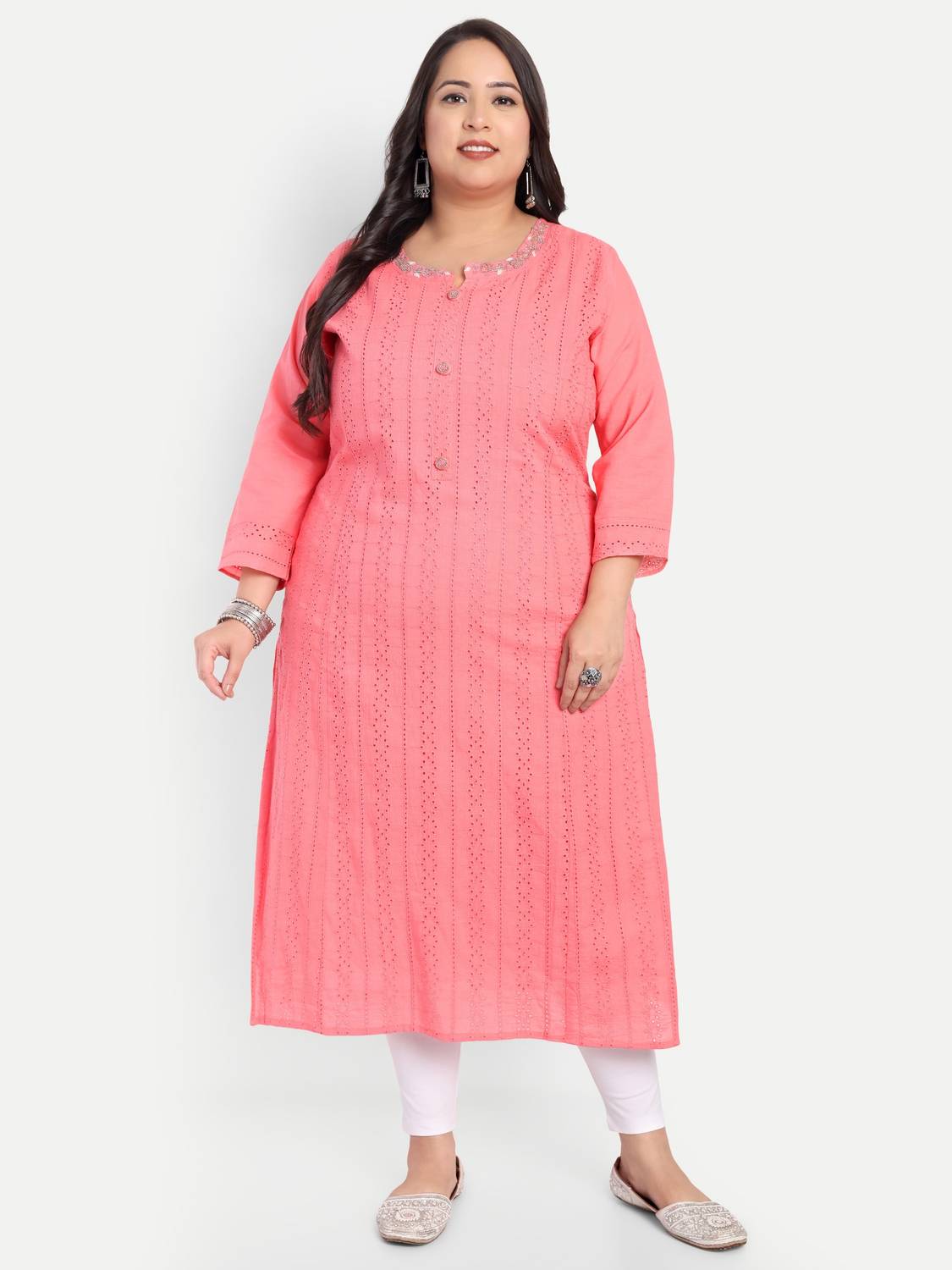 4U Fashion Women Self Design Straight Kurta