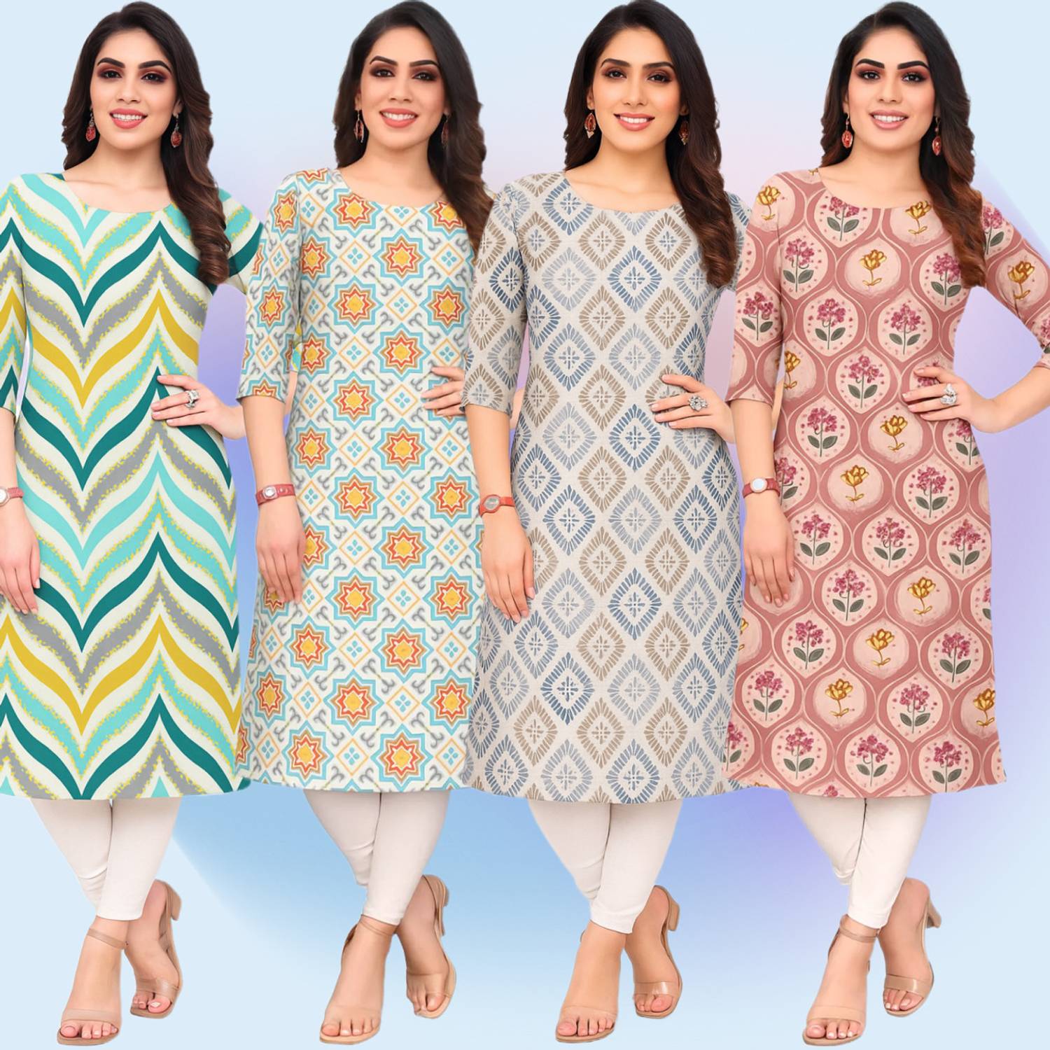 jarvis enterprise Pack of 4 Women Geometric Print, Floral Print,