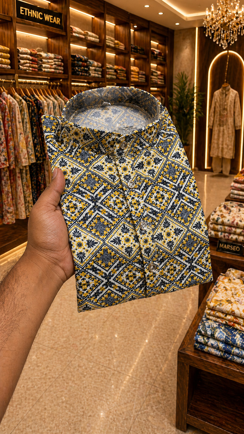 Image of MANIMANN Men Printed Straight Kurta