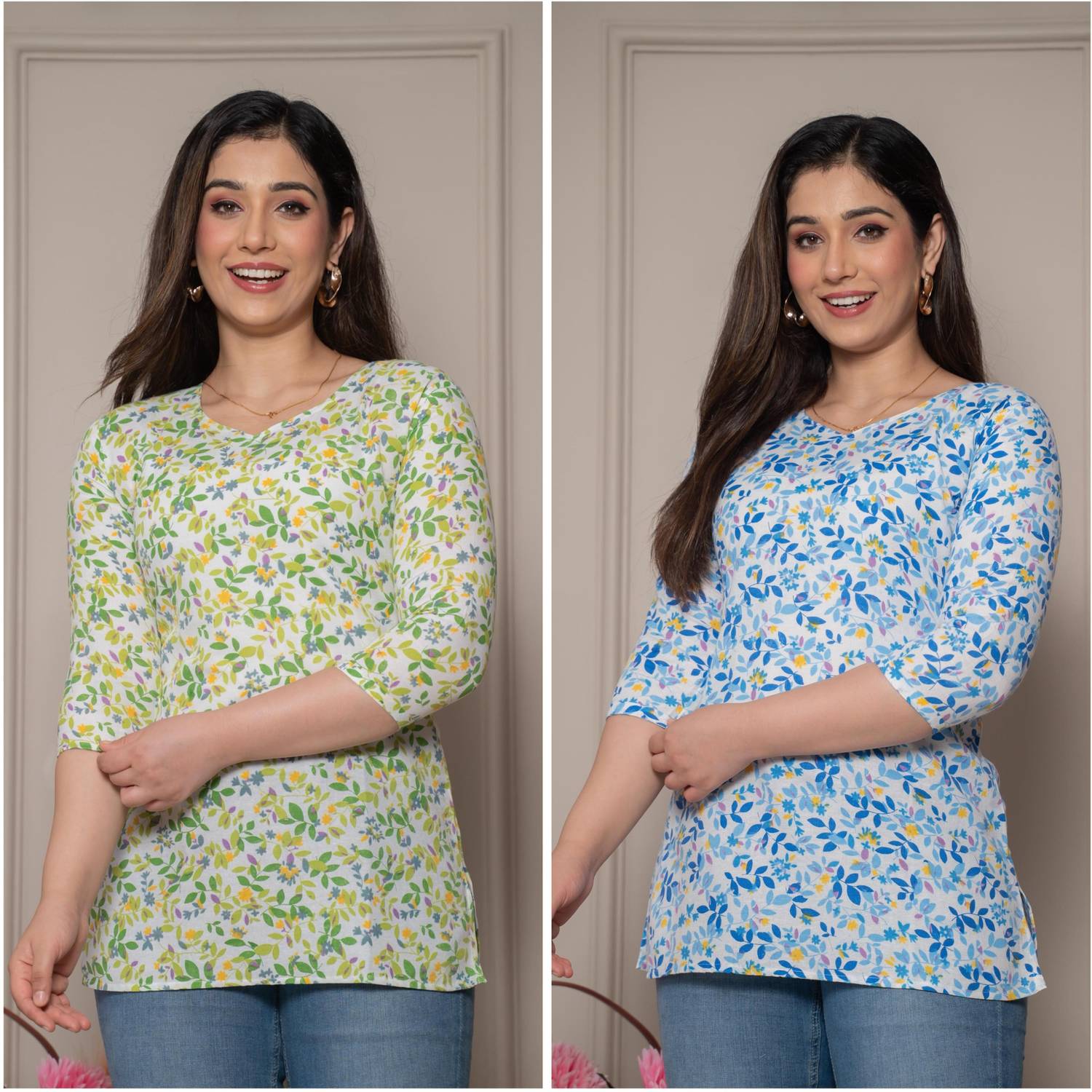 ATTIREGURU Women Floral Print Straight Kurta