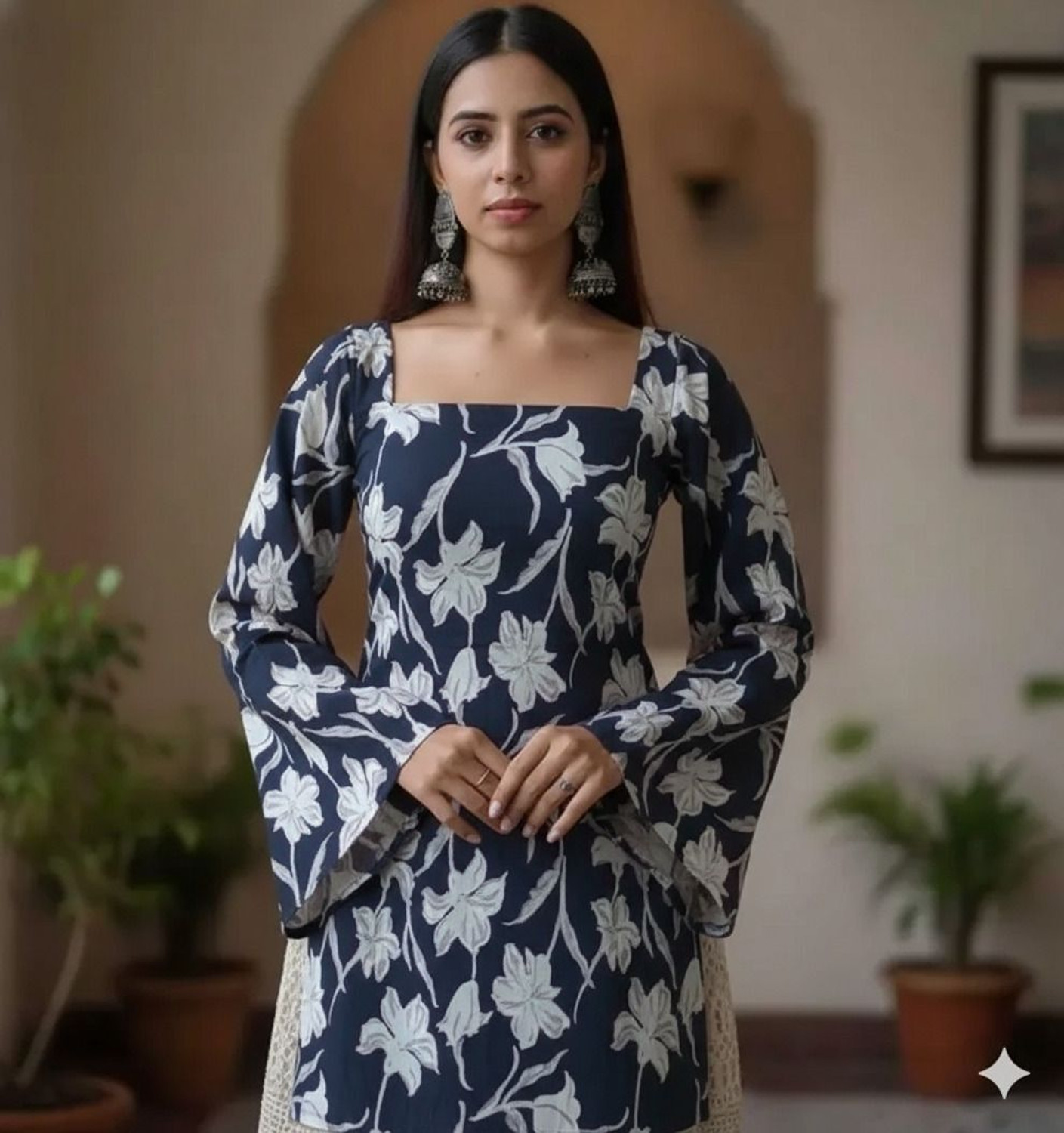 Image of MABRI Women Applique Straight Kurta
