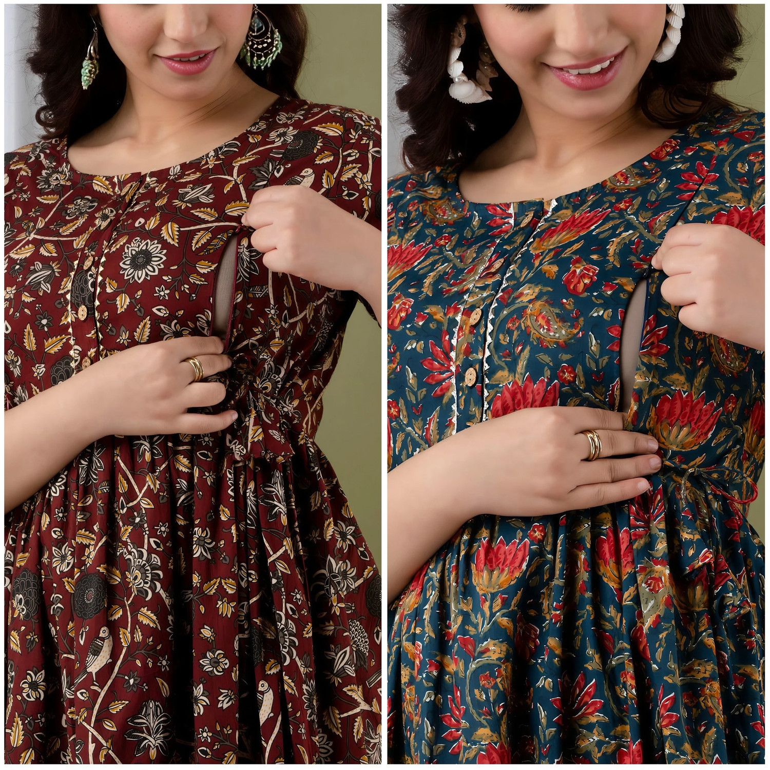 Image of The JD Women Floral Print, Printed Anarkali Kurta