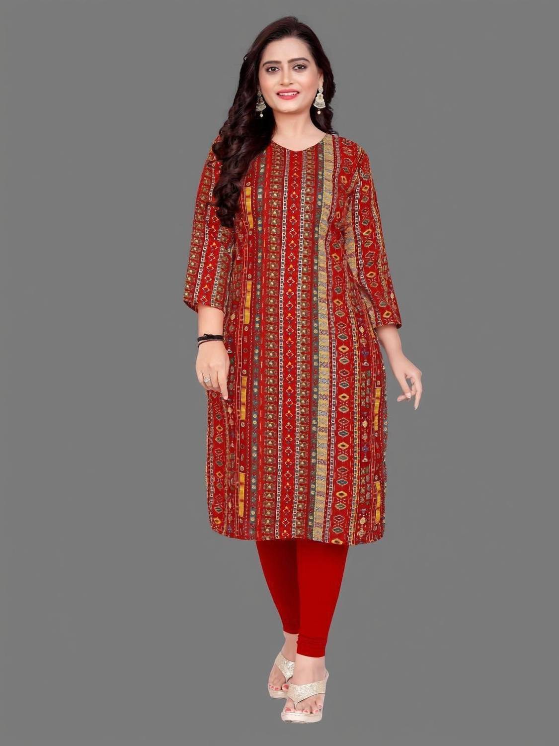 Amthi Women Printed, Self Design Straight Kurta