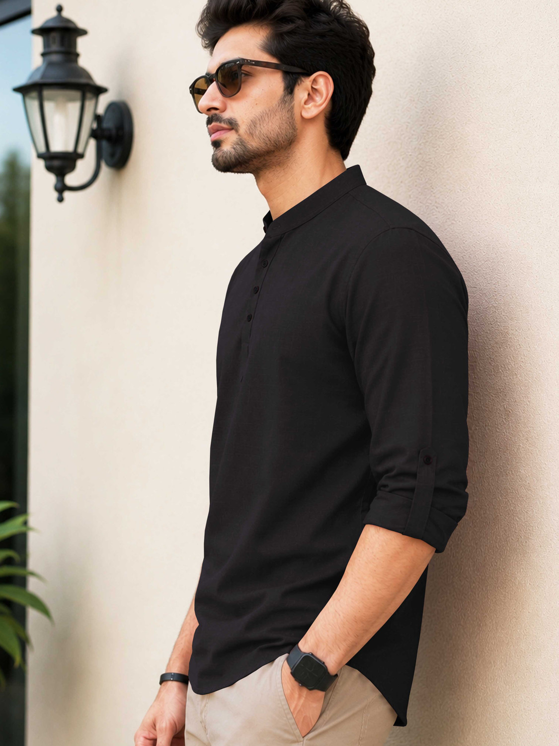 Image of VeBNoR Men Solid Casual Black Shirt