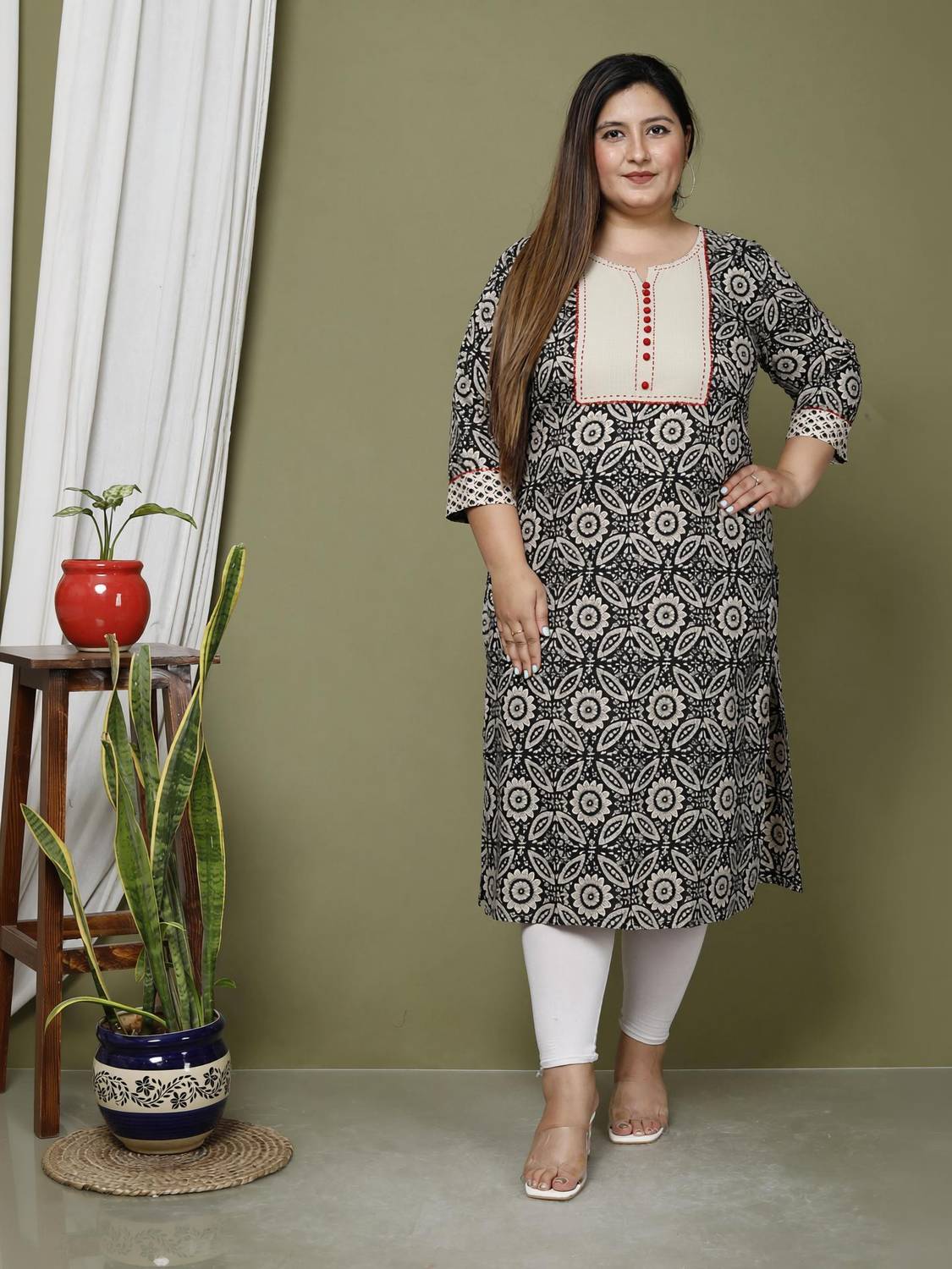 Avnii Women Printed, Floral Print Straight Kurta