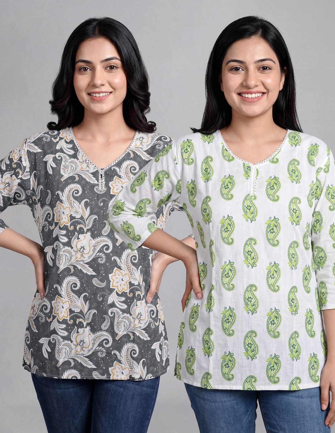 BT DEZINES Pack of 2 Women Printed Cotton Blend Straight Kurta (G