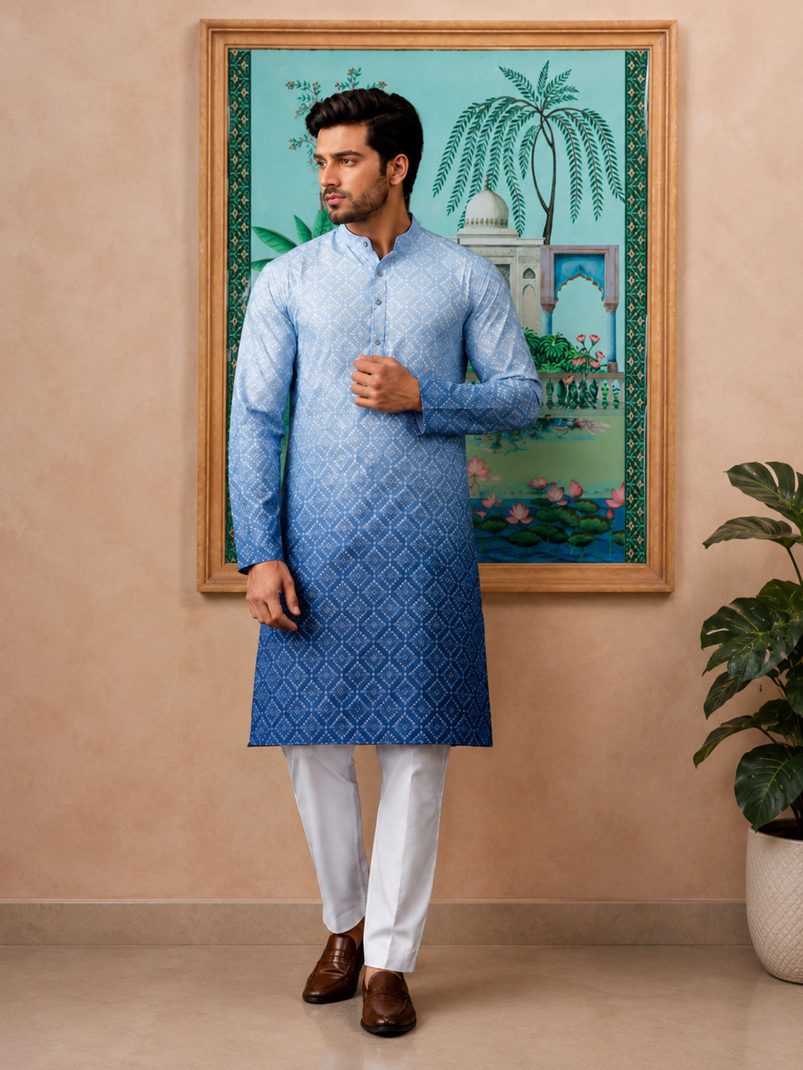 Image of romj Men Embroidered Straight Kurta