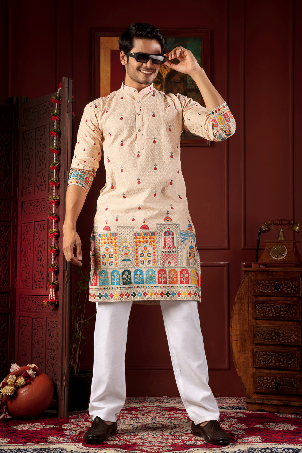 Image of MENTIFIC Men Kurta Pyjama Set