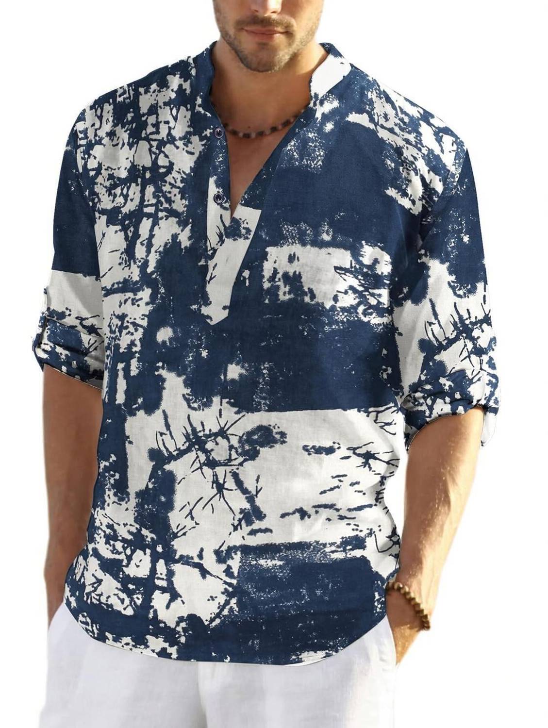 HEMADHAV Men Blue Printed Straight Kurta - Image 1