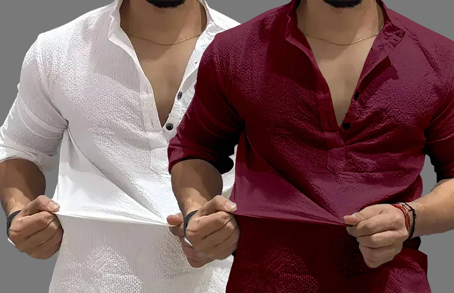 COMBRAIDED Men Solid Straight Kurta Pack of 2 - Image 4