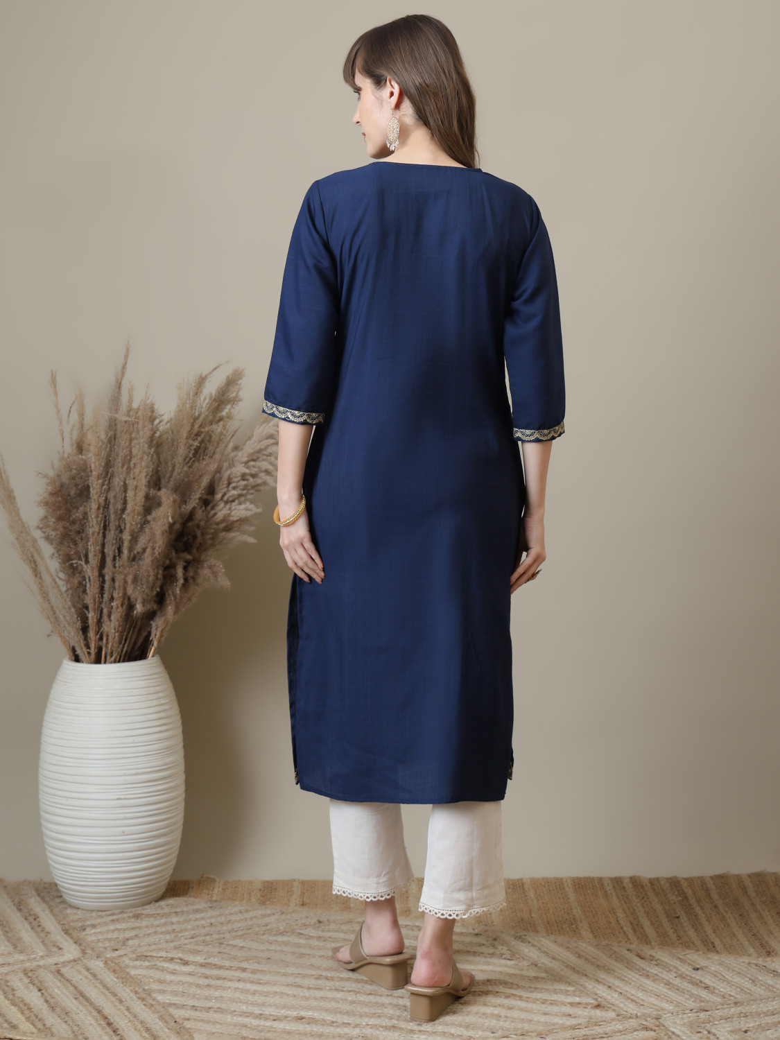 Image of Punky Women Embroidered, Embellished A-line Kurta