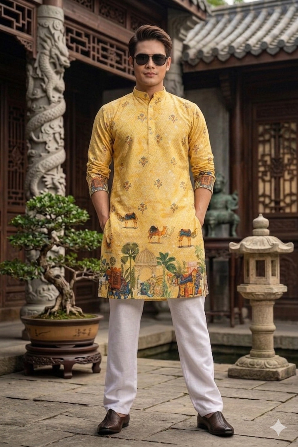 Image of MENTIFIC Men Printed Straight Kurta