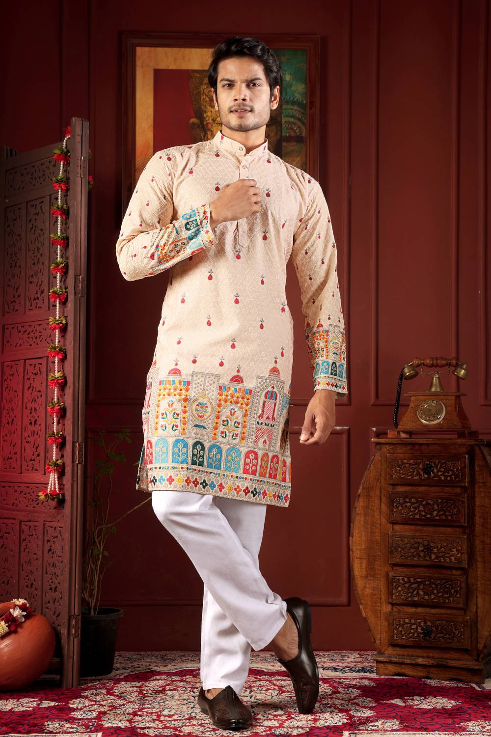 BBS Men Embroidered Straight Kurta - Image 4